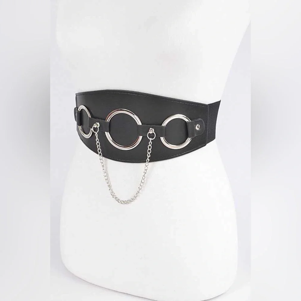 Plus Size Vegan Leather Chain Waist Statement Belt